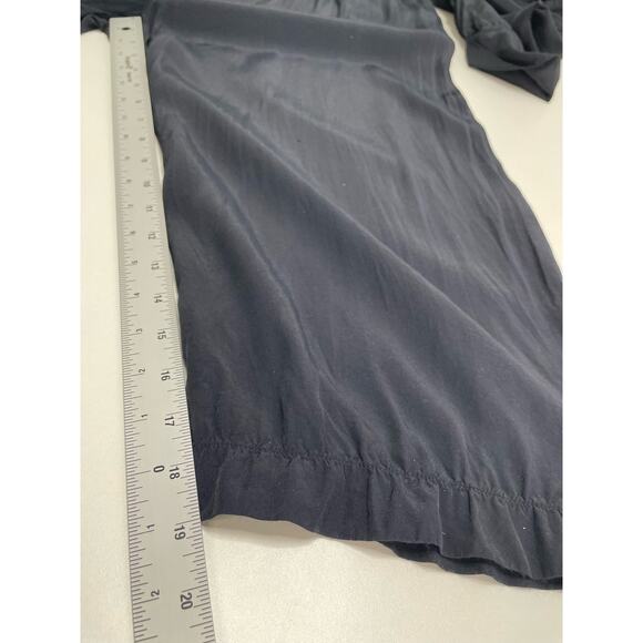 European Culture Button Front Wide Leg Jumpsuit Short Sleeve Collared Black S - Picture 9 of 14